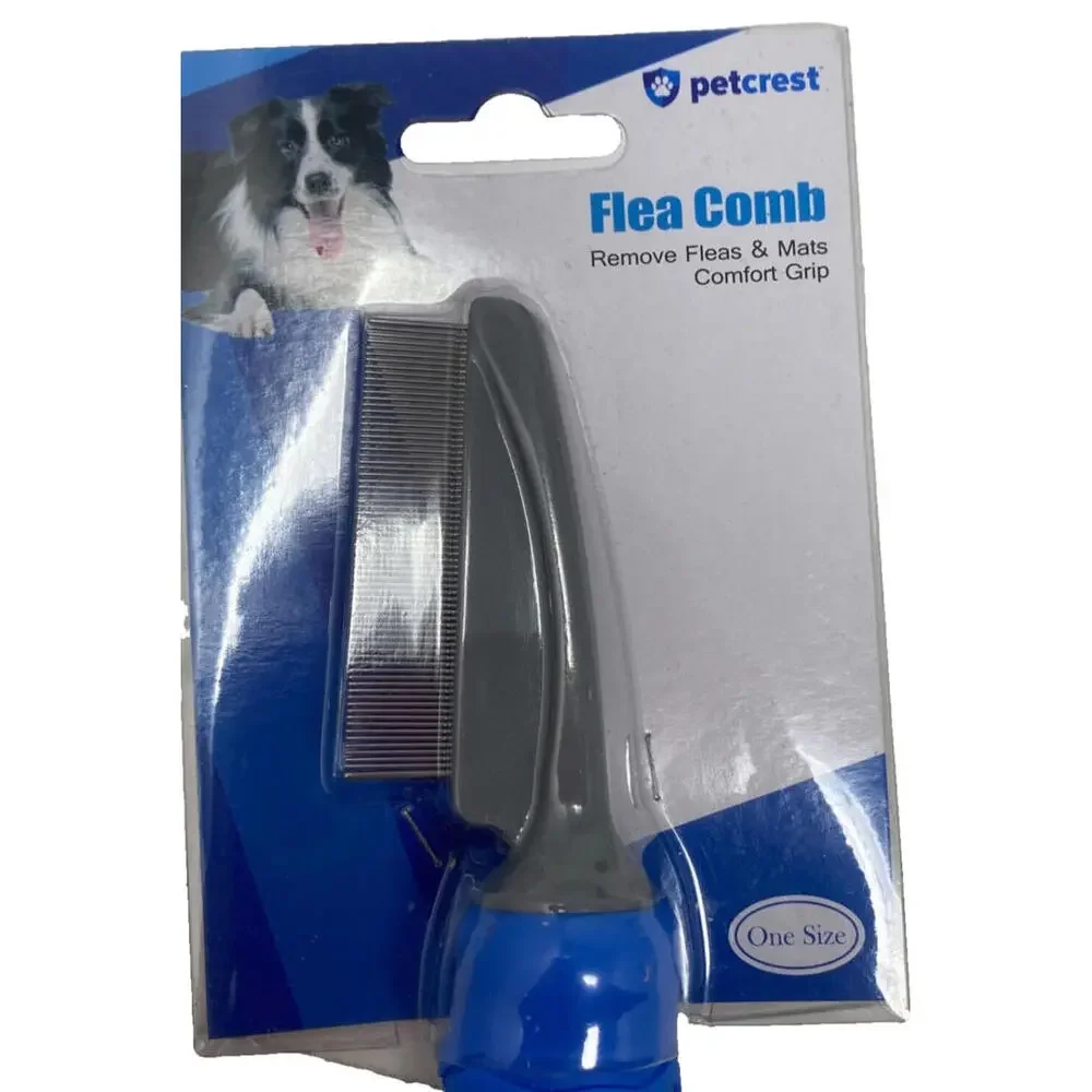 Petcrest Flea Comb Removes Fleas and Mats with Comfort Grip for Dogs